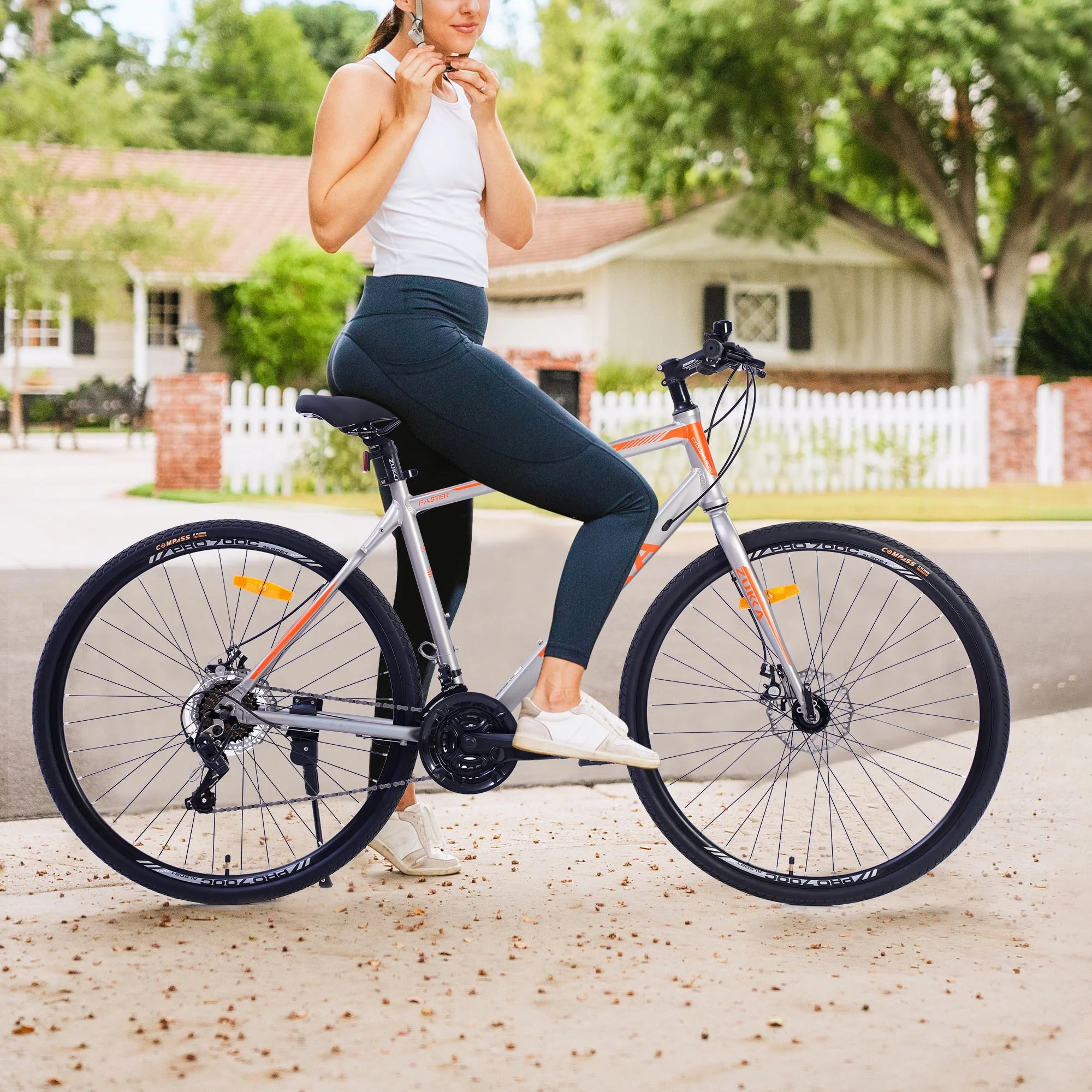Segmart 21-Speed Mountain Bike, 28-inch Wheels Lightweight Road Bike, Hybrid Aluminum Frame and Upgrade Dual Disc Brake MTB for Men Women Adult, Silver, SS2065