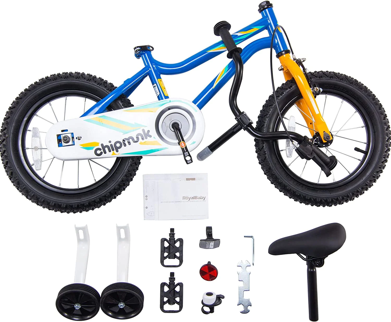 RoyalBaby Chipmunk Kids Bike Boys Girls 14 Inch Bicycle with Training Wheels Blue