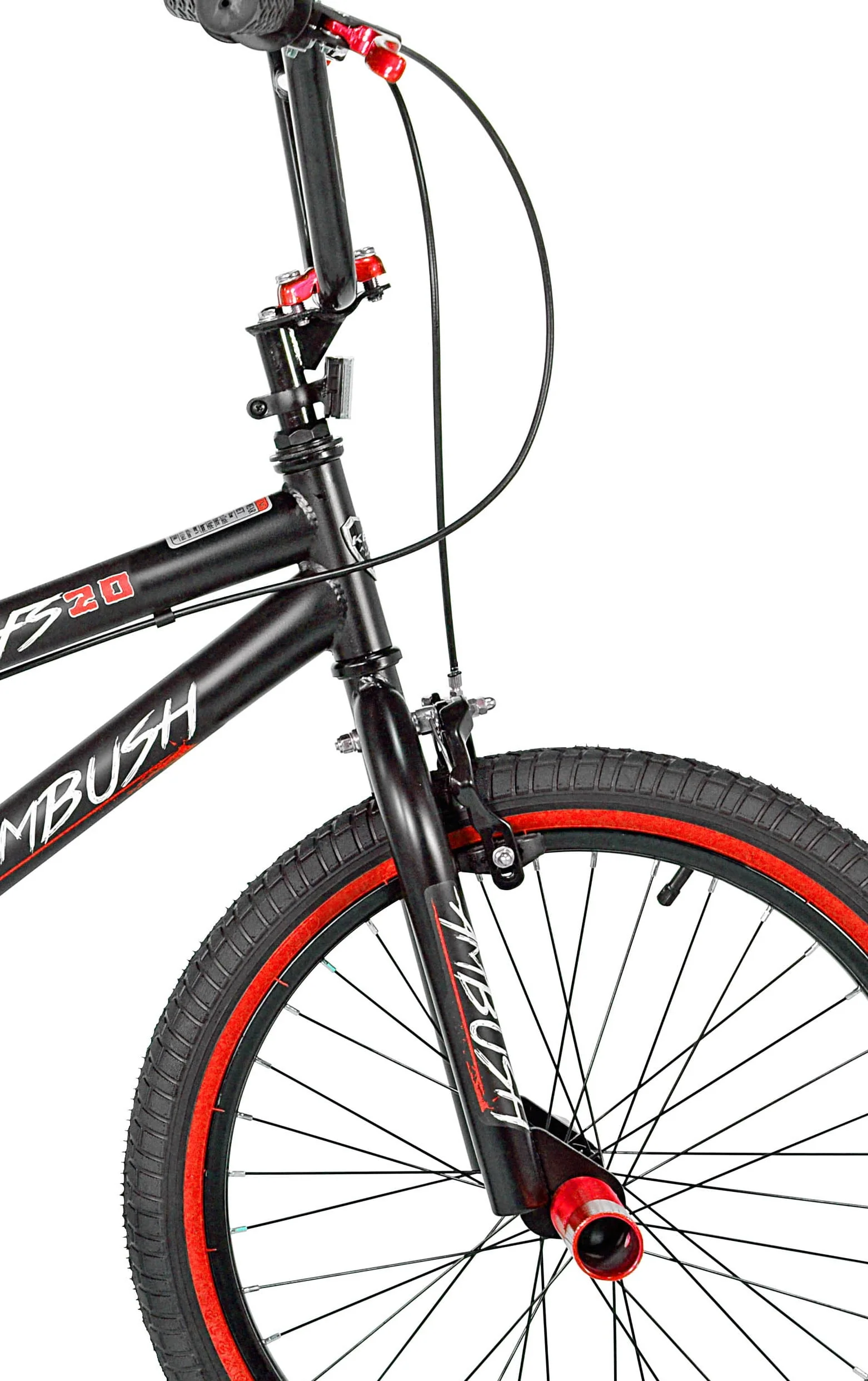 Kent Bicycle 20 In. Ambush Boys BMX Bike, Black and White with Red Rim