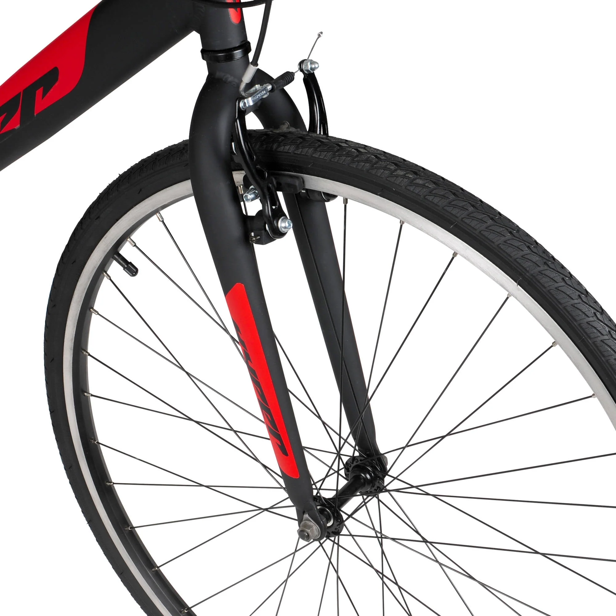 Bicycle 700c Men's Spin fit Hybrid Bike, Black and Red