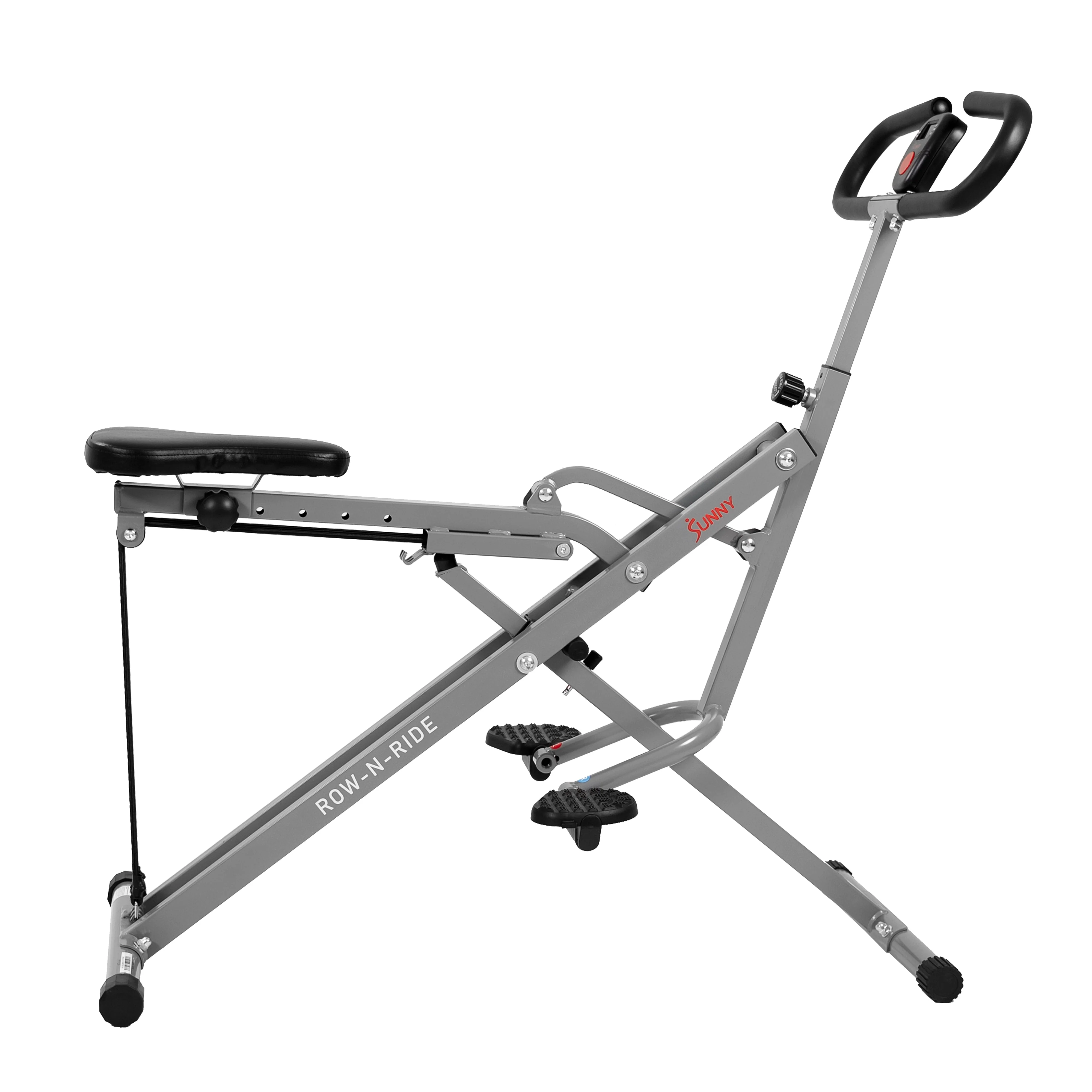 Sunny Health & Fitness Upright Row-N-Ride™ Rowing Machine Rower for Full Body Workout, Glutes, Squat Assist, and Exercise, NO. 077