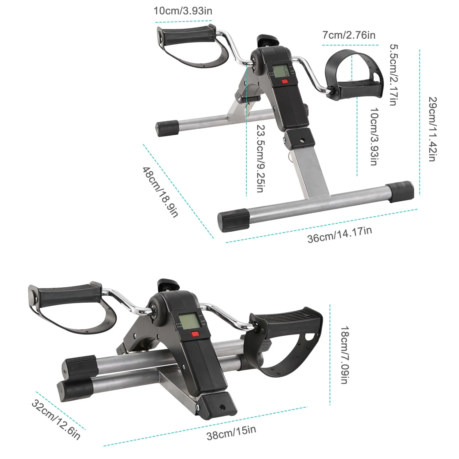iMountek Foldable Exercise Pedal Mini Stepper Cycle Bike Fitness Leg and Arm Aerobic Trainer Home Office Gym LCD Display
