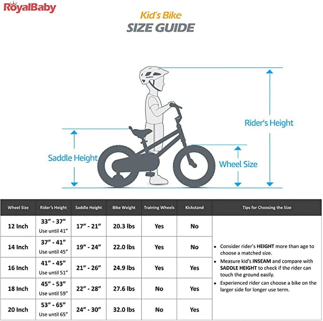 RoyalBaby Buttons Blue 14 inch Kid's Bicycle With Training Wheels