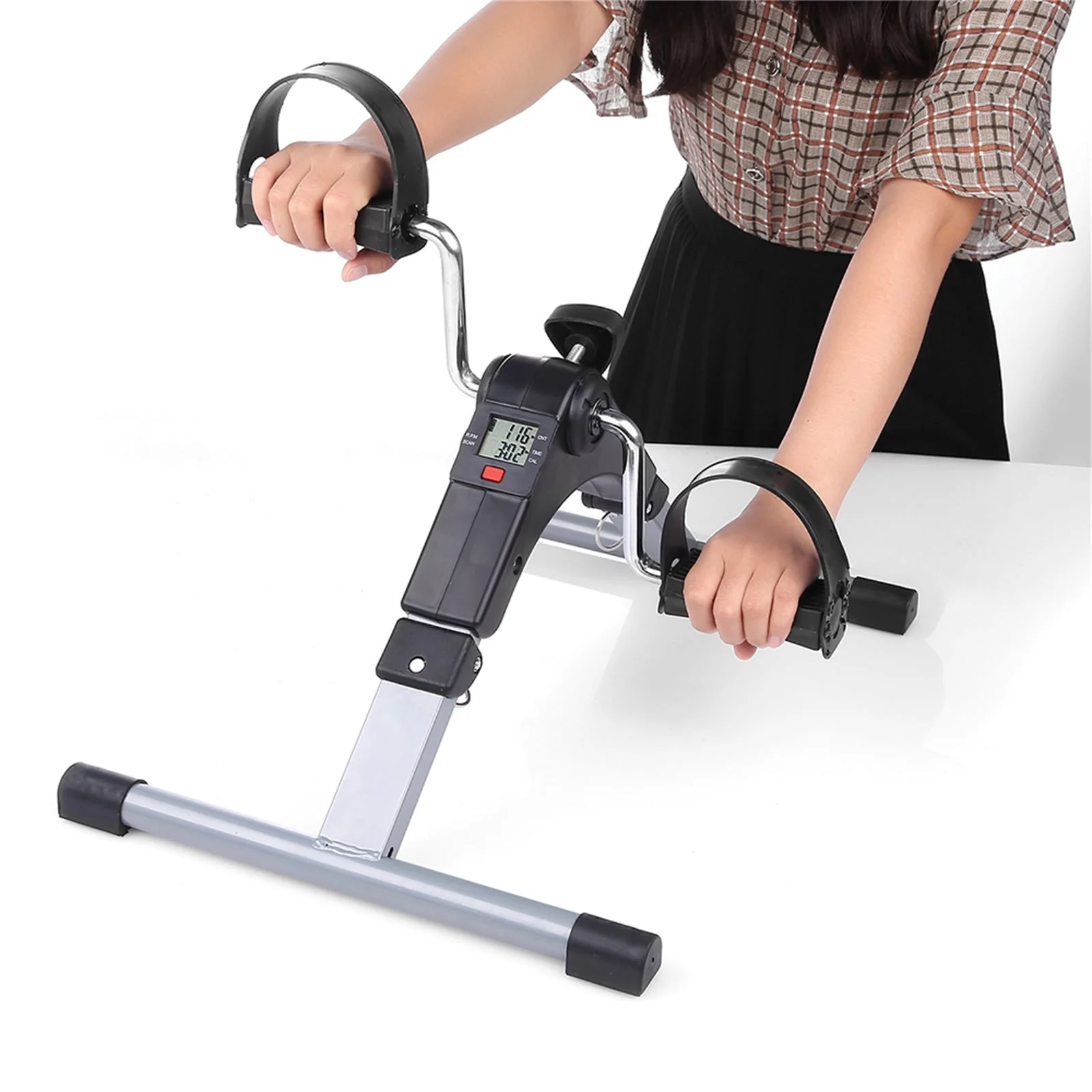 Himaly Pedal Exerciser, Folding Mini Trainer Bikes, Under Desk Exercise Bicycles, Holds 240 lbs