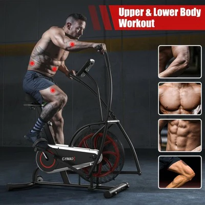 Costway Unlimited Resistance Airdyne Bike Fan Exercise Bike with Clear LCD Display