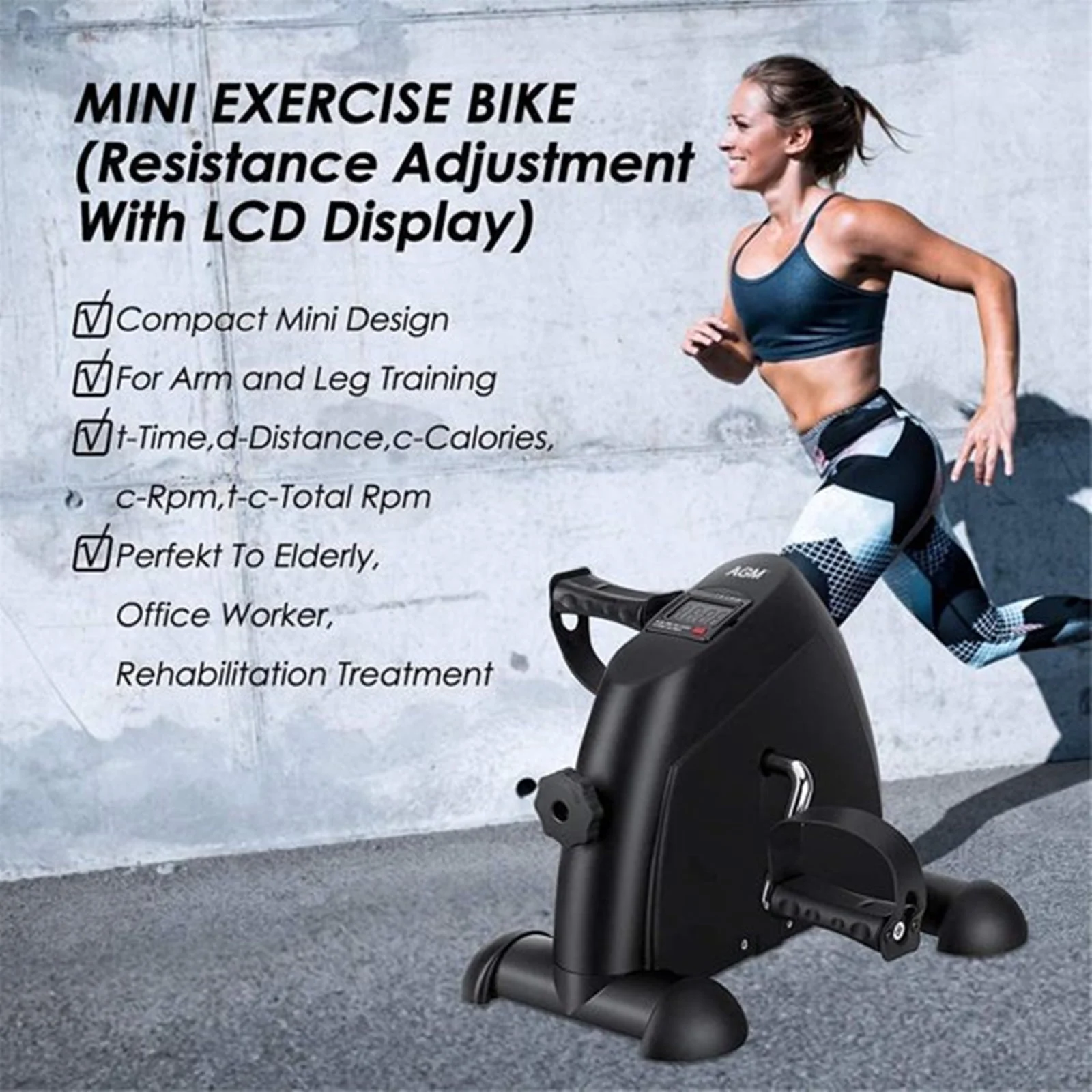 Mini Multi-Functional Stepper, Exercise Bike, Under Desk Pedal Exerciser, Mini Cycle Exercise Bike with Digital LCD Screen for Leg Arm and Knee in Home Office