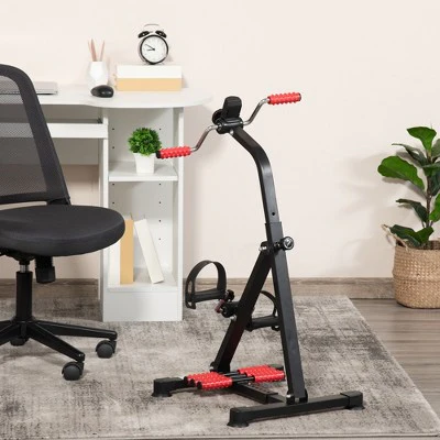 Soozier Pedal Exerciser Height-adjustable Portable Exercise Bike with LCD Display and Foot Massage Roller for Seniors Elderly Rehabilitation Training