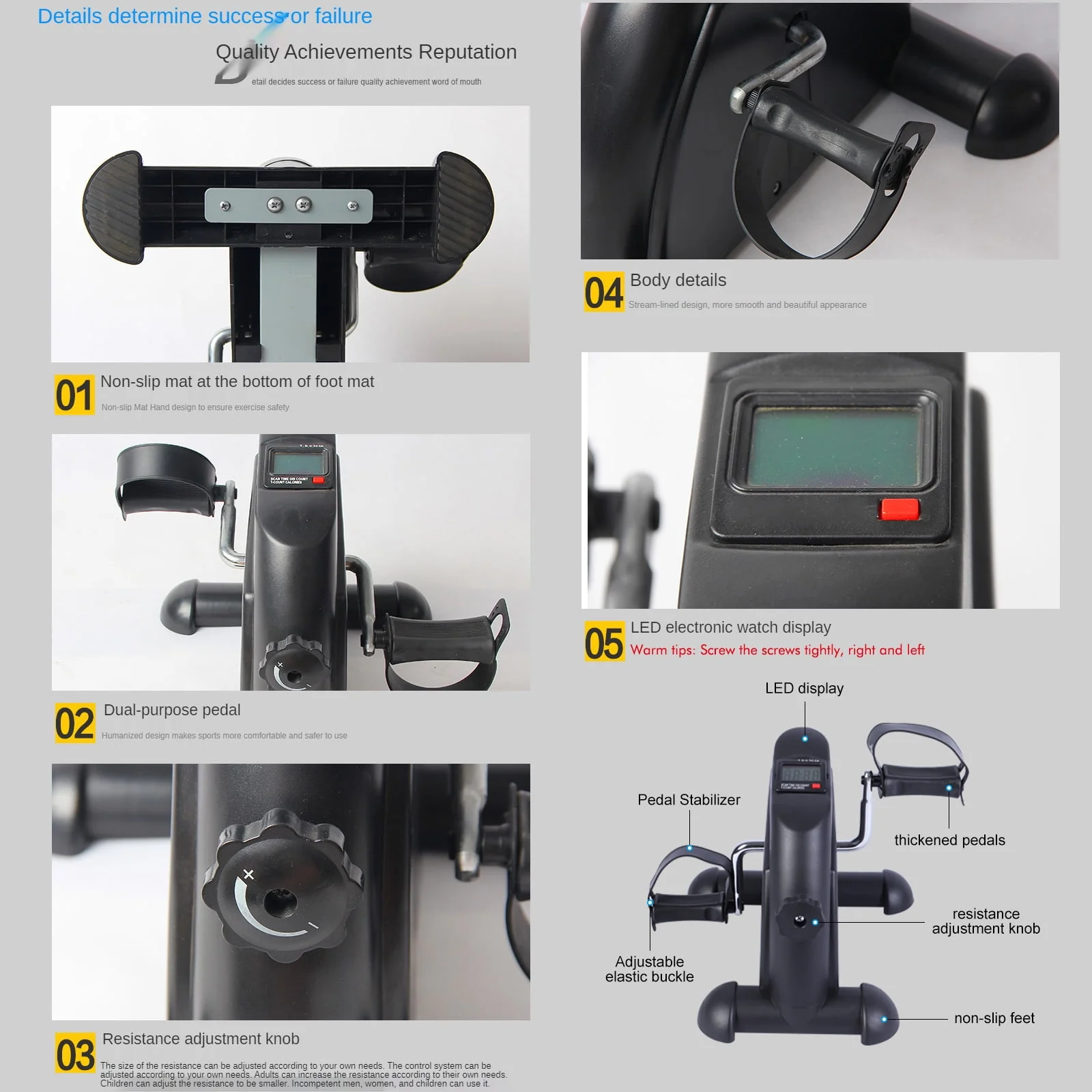 Mini Multi-Functional Stepper, Exercise Bike, Under Desk Pedal Exerciser, Mini Cycle Exercise Bike with Digital LCD Screen for Leg Arm and Knee in Home Office