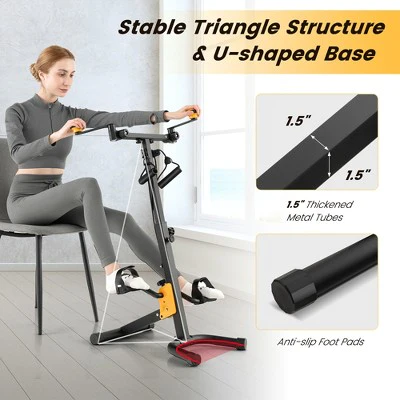 Costway Folding Pedal Exercise Bike with Adjustable Resistance Full body Home Rehab Machine