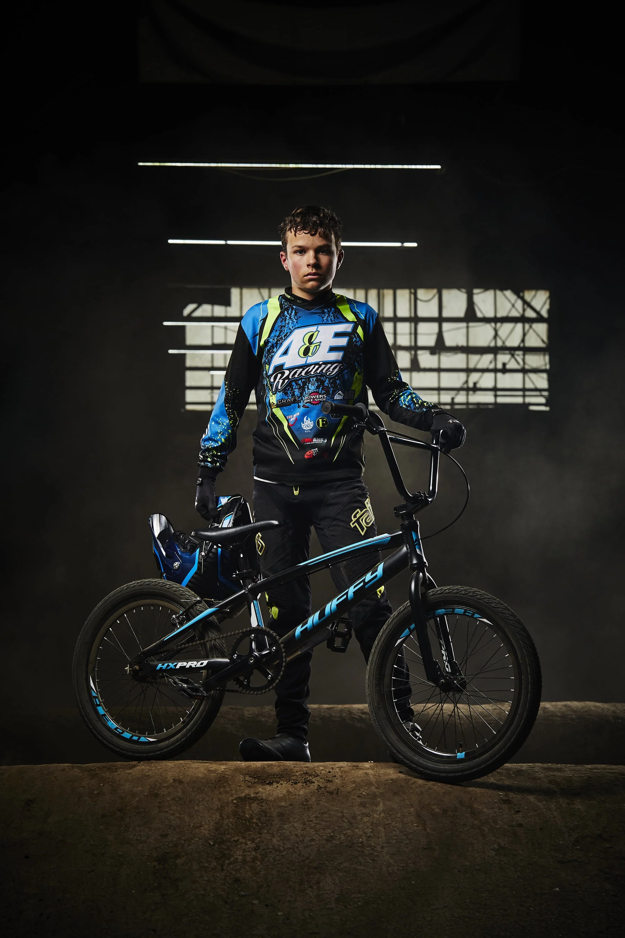 Huffy 20-inch BMX Bikes HX-Pro Bike, Black with Teal, Aluminum Frame, Ages 5+ Years