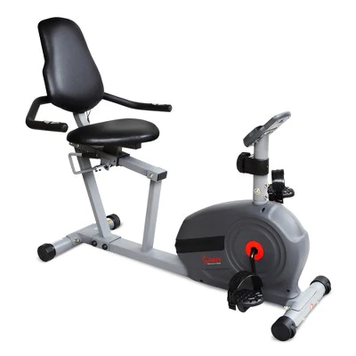 Sunny Health & Fitness Magnetic Smart Recumbent Battery Exercise Bike - Black