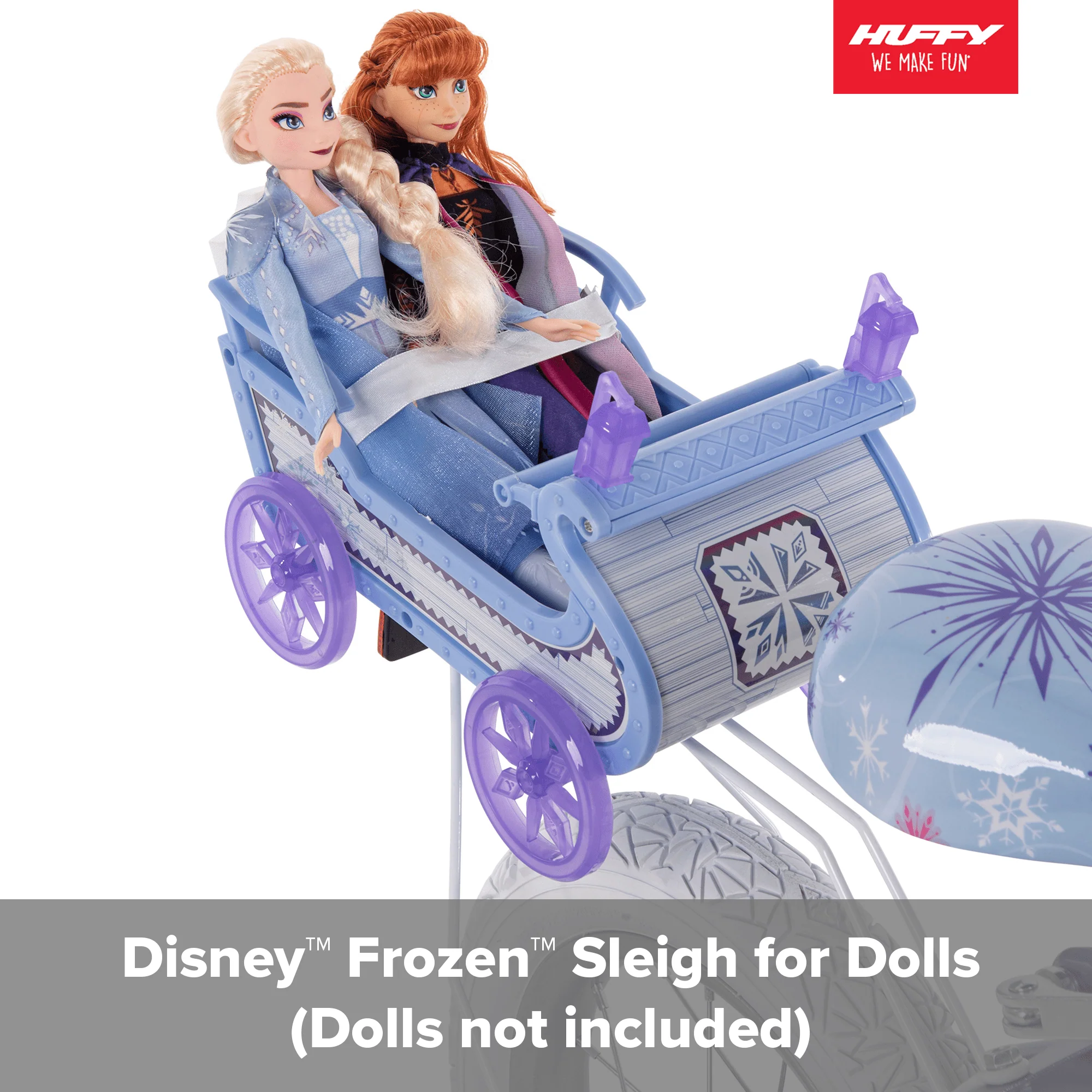Frozen Bike with Doll Carrier Sleigh for Girl's, 12 In., White and Purple by Huffy