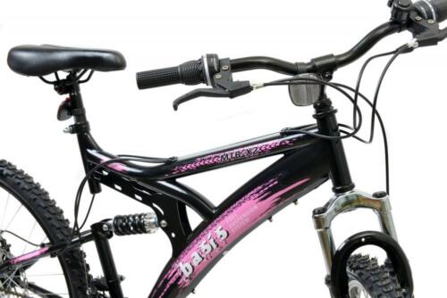 Basis 1 Mountain Bike Full Dual Suspension MTB 26" Wheel Disc Brakes 18 Spd Pink