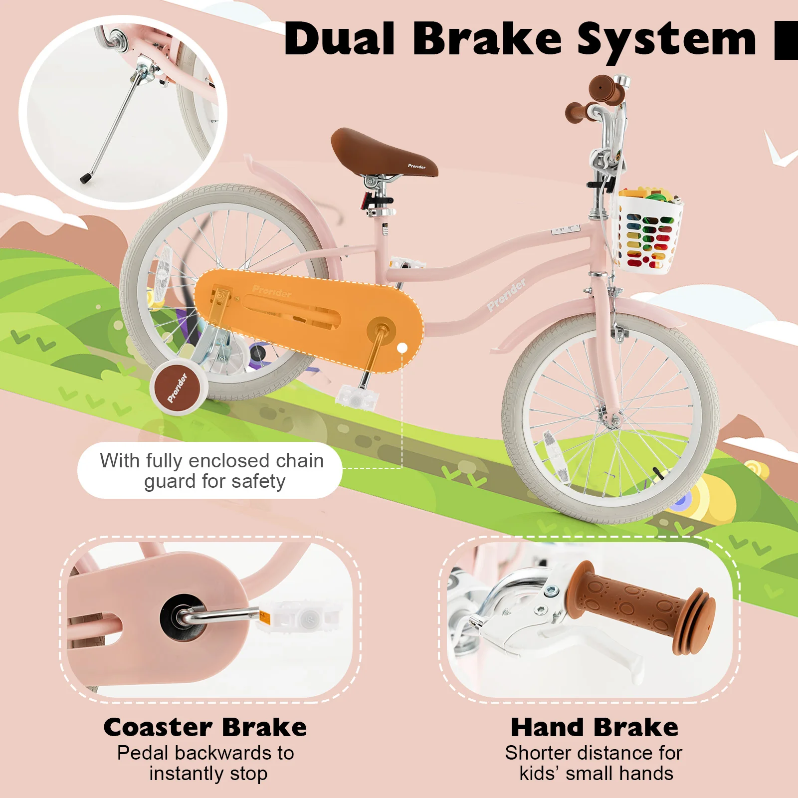 Costway 18&s;&s; Kids Bike Toddler Bicycle with Training Wheel Kickstand for 4-8 Years Old
