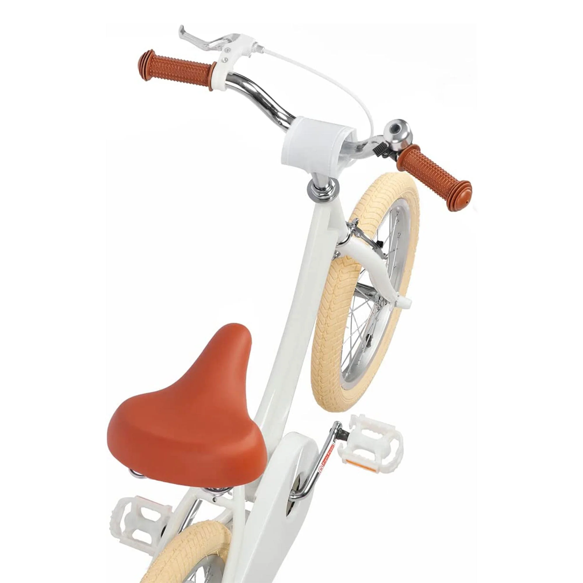 Petimini 16 Inch Child Bicycle w/ Basket, Bell, and Training Wheels, White