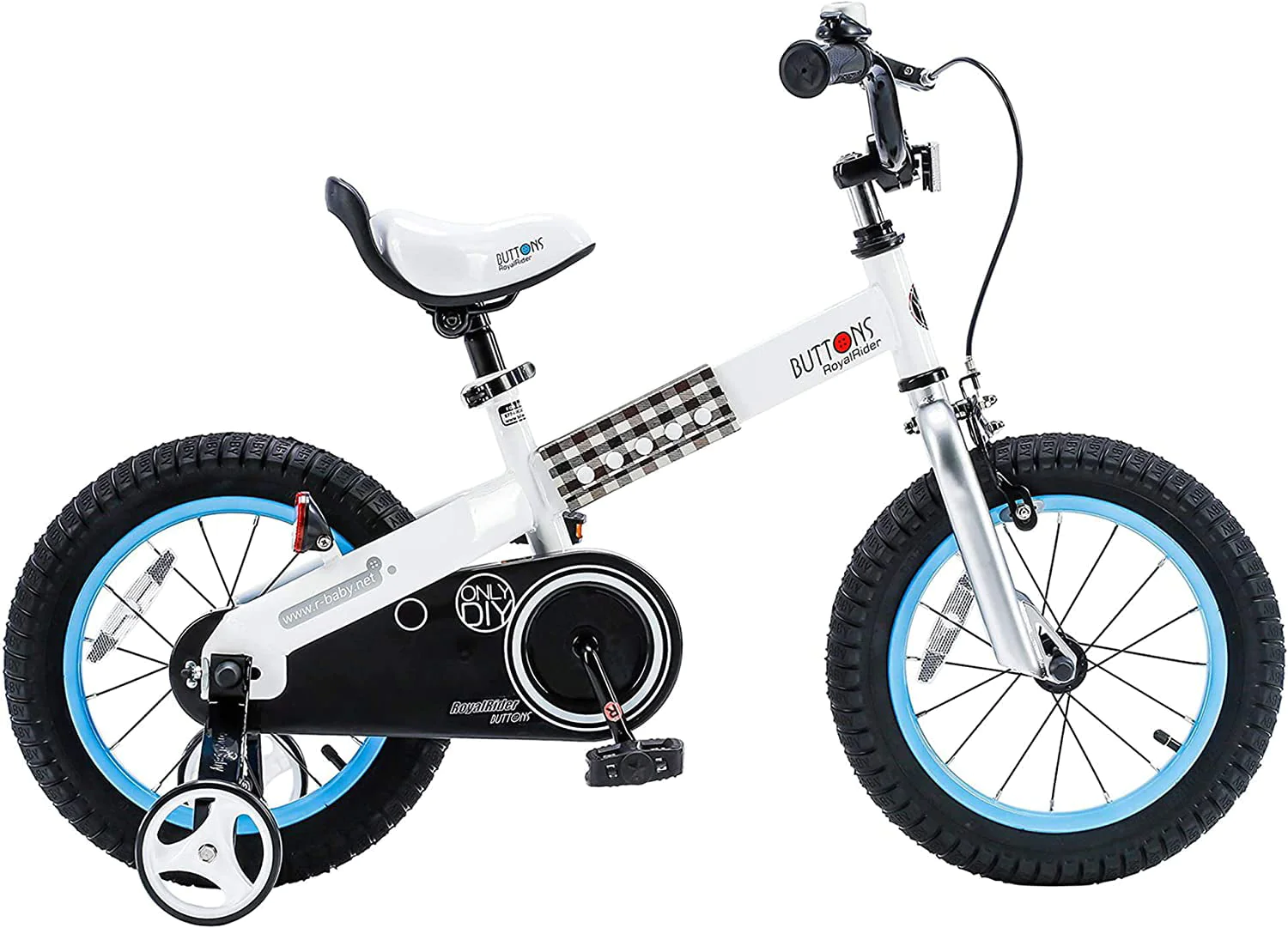 RoyalBaby Buttons Blue 16 inch Kid's Bicycle With Training Wheels and Kickstand