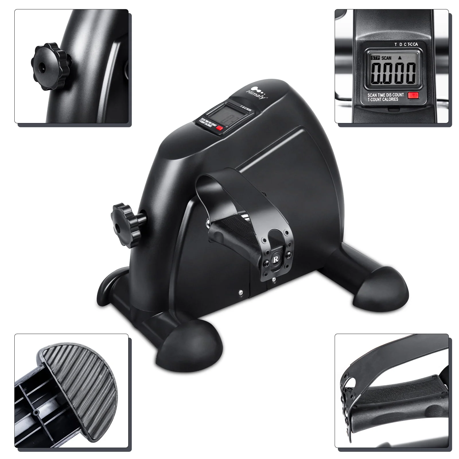 Himaly Mini Exercise Bike, Under Desk Bike Pedal Exerciser with LCD Screen Displays, 240 lbs Black Exercise Peddler