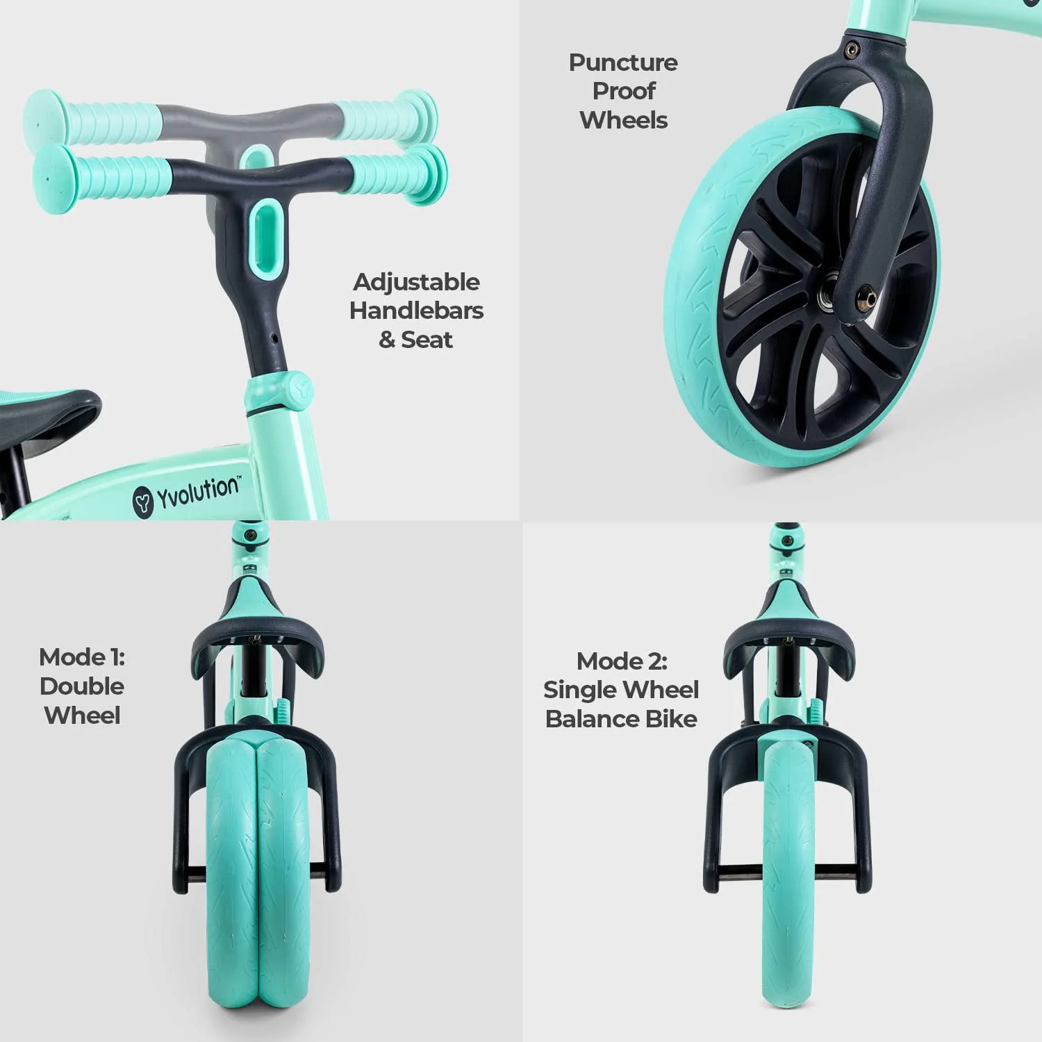 yvolution y velo junior toddler balance bike | 9 inch wheel no-pedal training bike for kids age 18 months to 4 years (teal 20