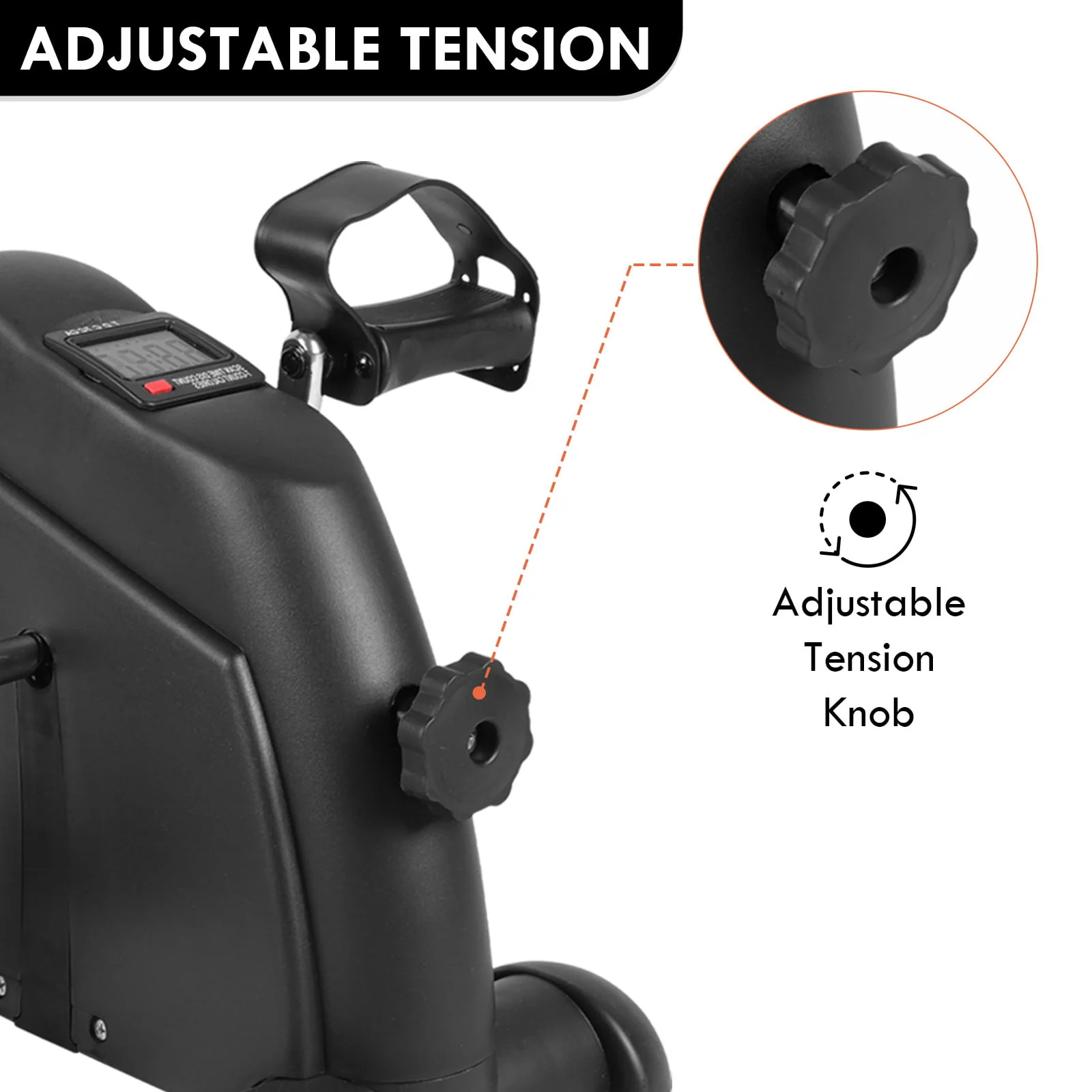 Mini Exercise Bike for Legs and Arm Pedal Stationary, Under Desk Workout Cycle Home Black Exercise Peddle Leg Exerciser with LCD Display for Home Office