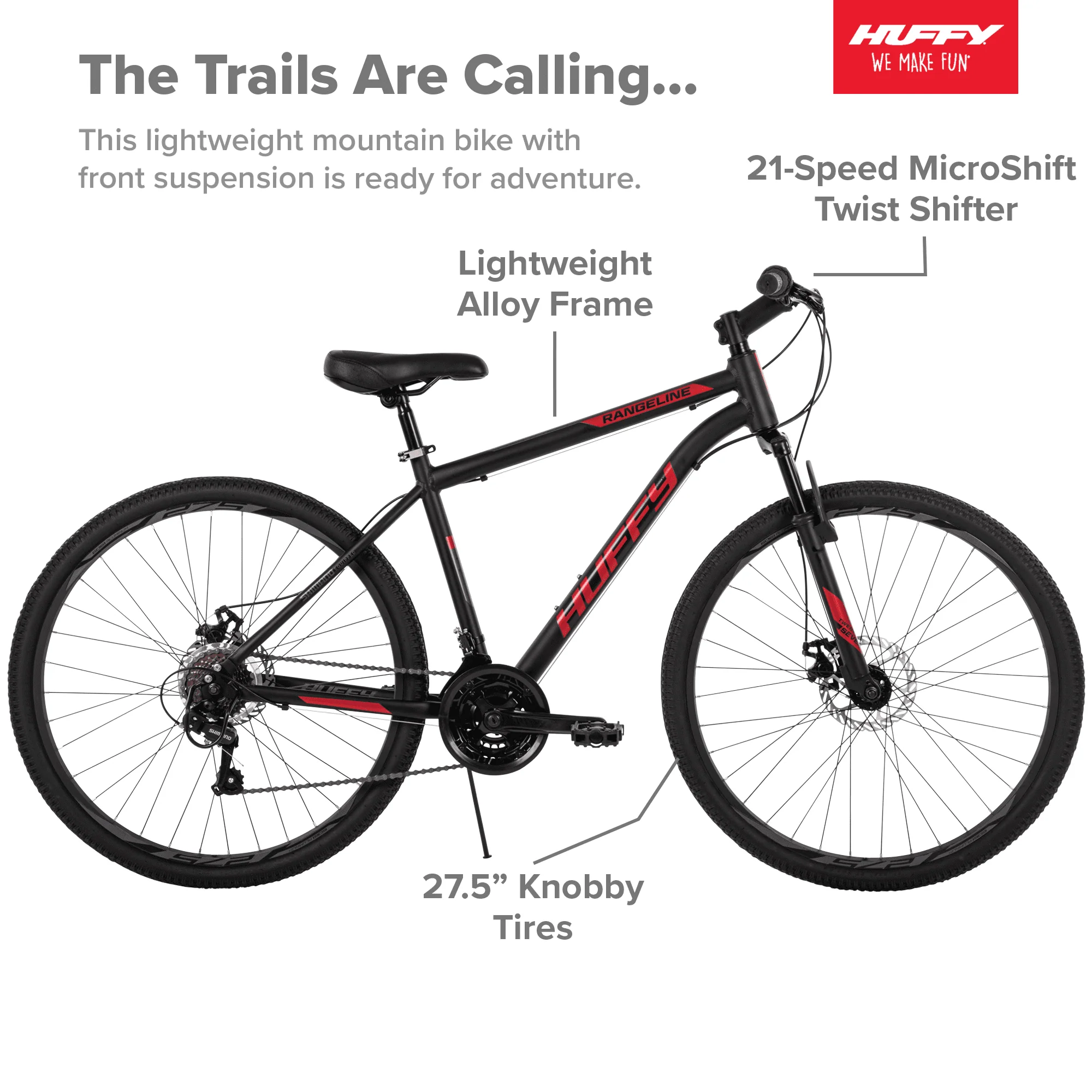 27.5 in. Rangeline Men's Mountain Bikes, Black and Red