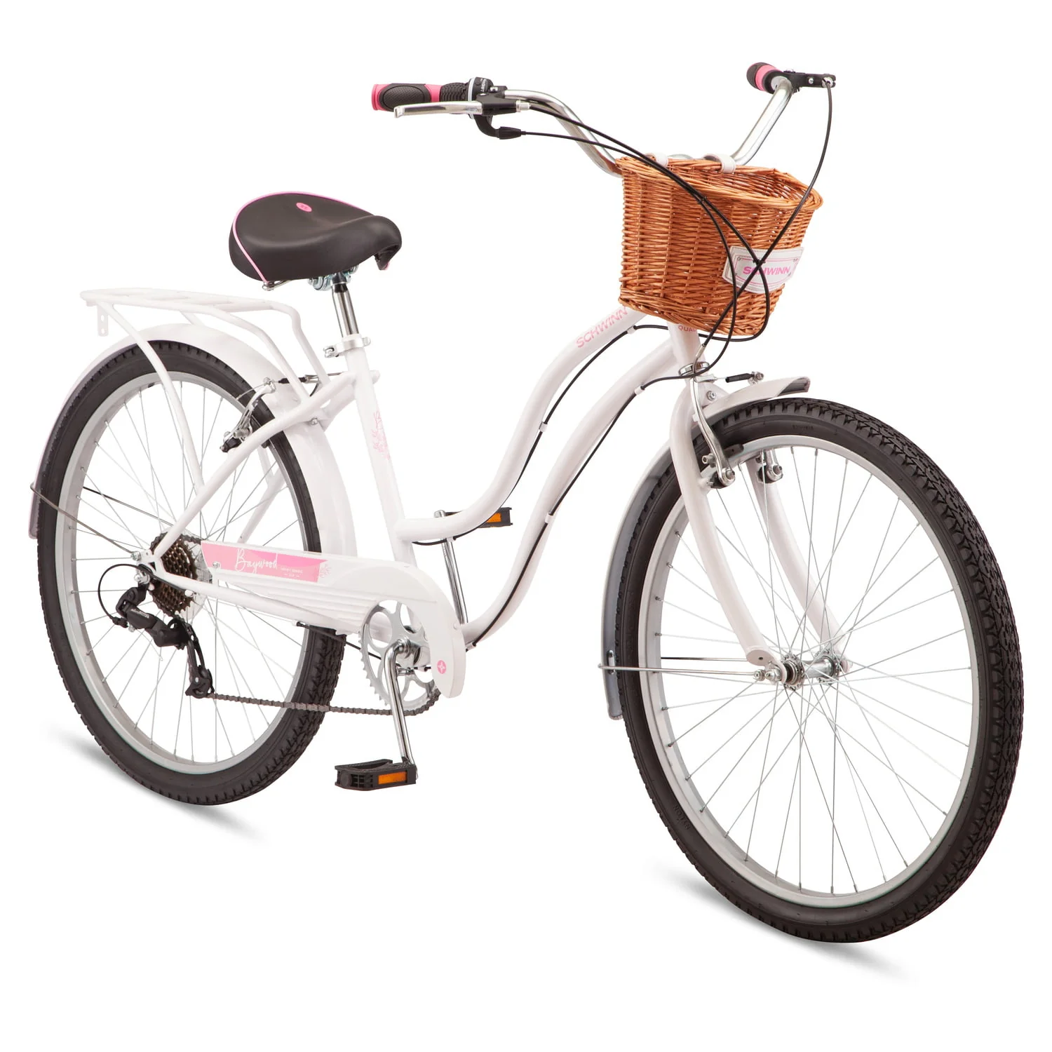 Schwinn Schwinn Baywood 7 Deluxe Cruiser Bike, 26-Inch Wheels, 7 Speed, White