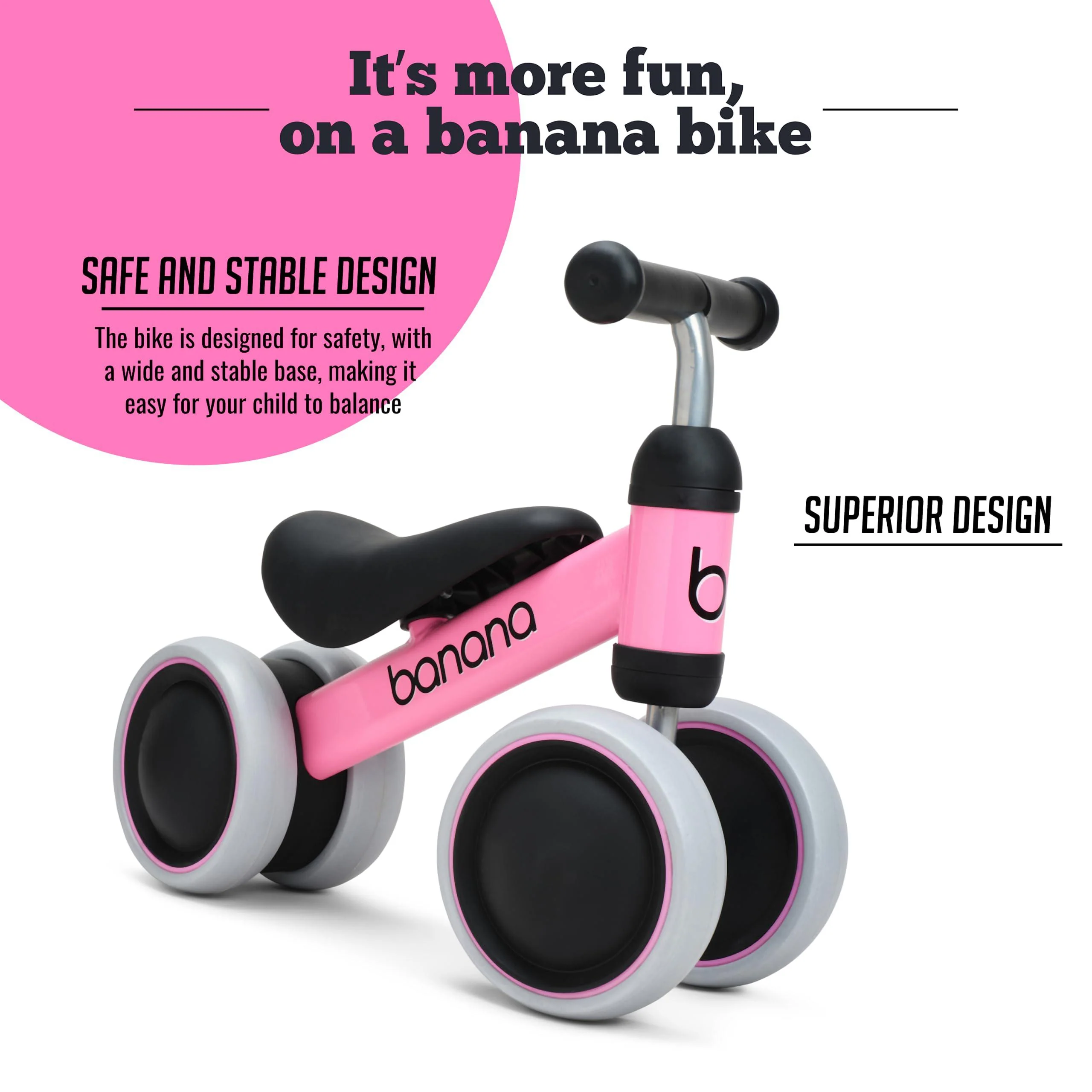 banana bike &a; lava sport baby balance bike - bicycle gift toys for 1-2 year old boys and girls - toddler bikes with 4 wheels