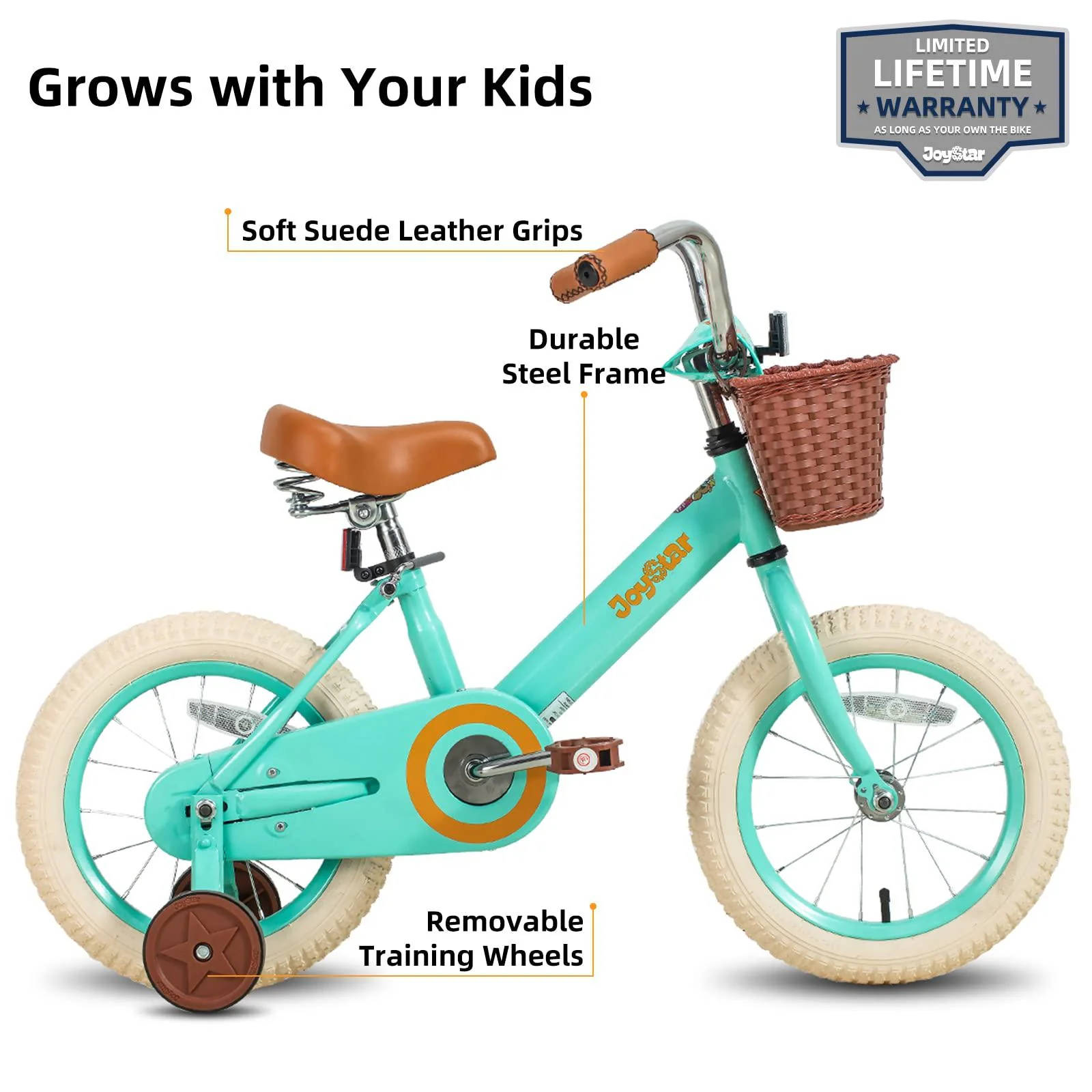 joystar 12 inch toddler bike for 3 4 years old girls &a; boys, vintage kids bikes with training wheels &a; basket, toddler girl b