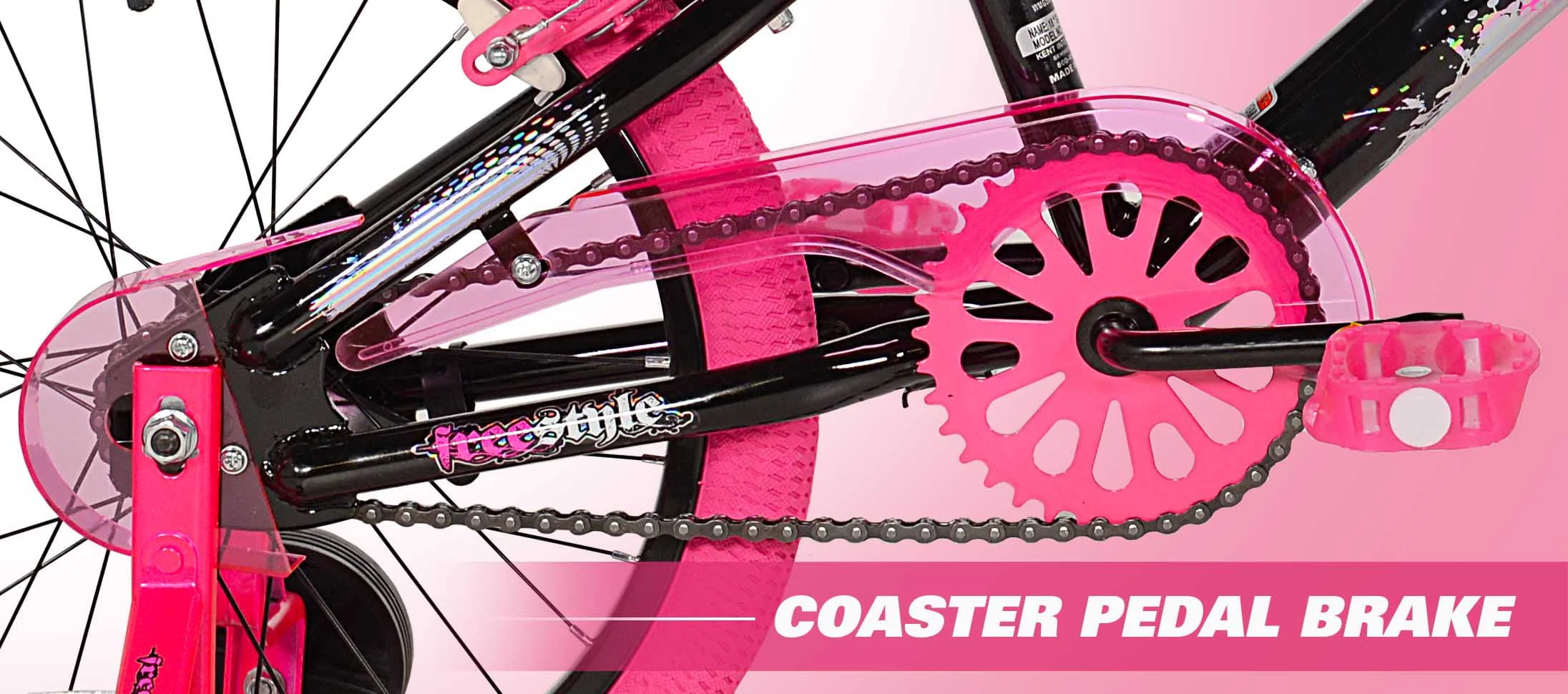 Kent Bicycles 18 inch Girl's Sparkles Bicycle, Black and Pink