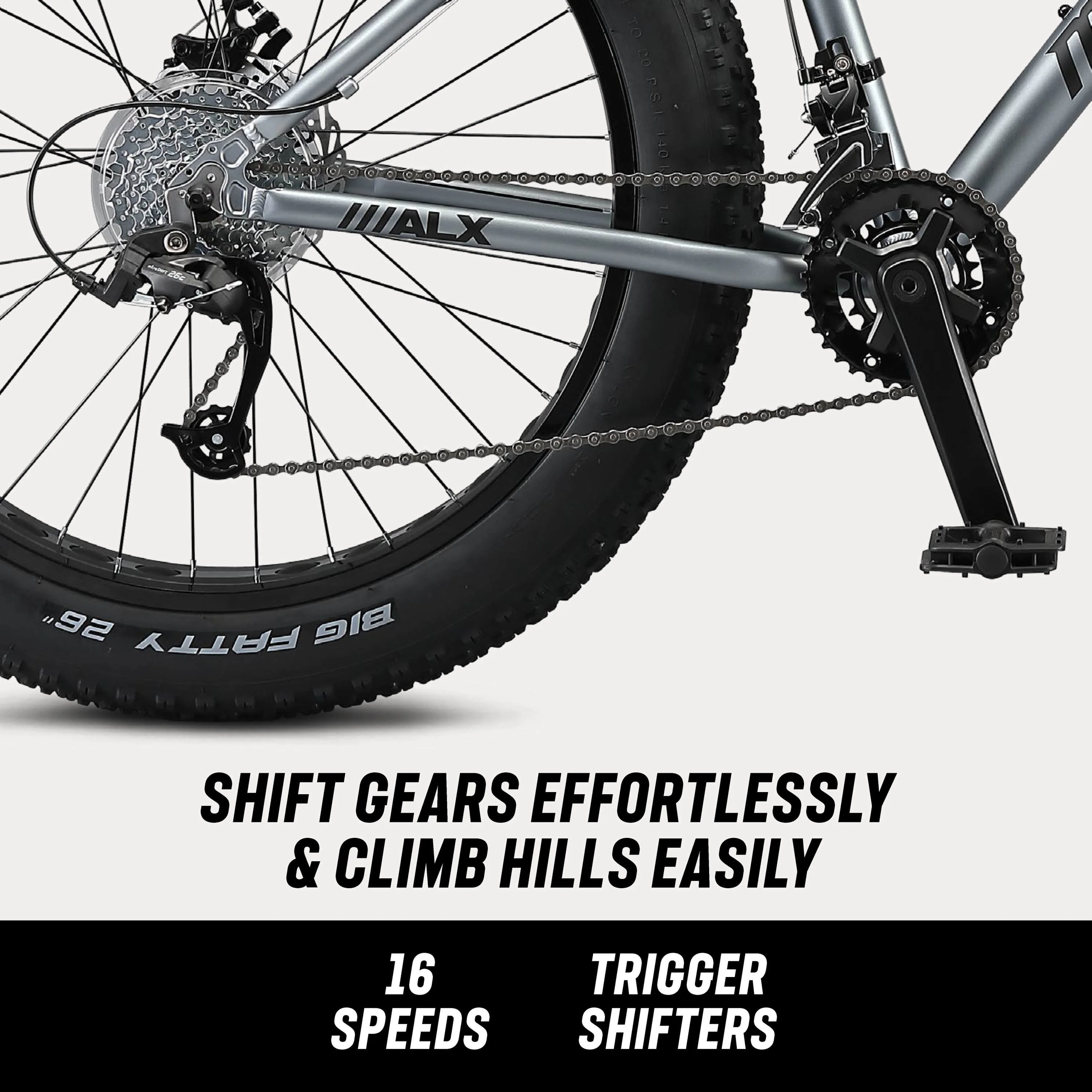 26-in. Dolomite ALX Unisex Fat Tire Mountain Bike, Gray