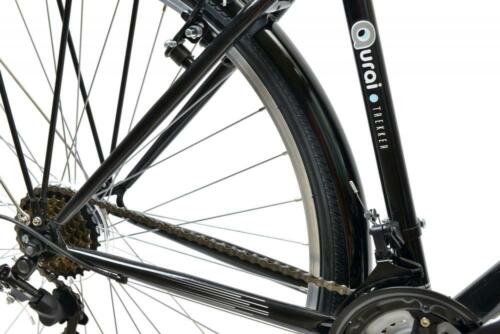 Mens Trekking Bike 700c Wheel 6 Speed Black Aurai Trekker Unisex Hybrid Bicycle