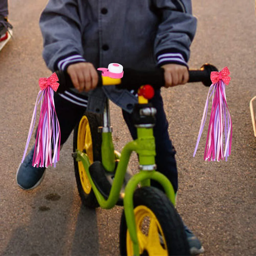 alomejor kids bike bell bicycle tassel ribbon handlebar streamers cycling handlebar bell &a; tassels daecoration accessories for bike bi