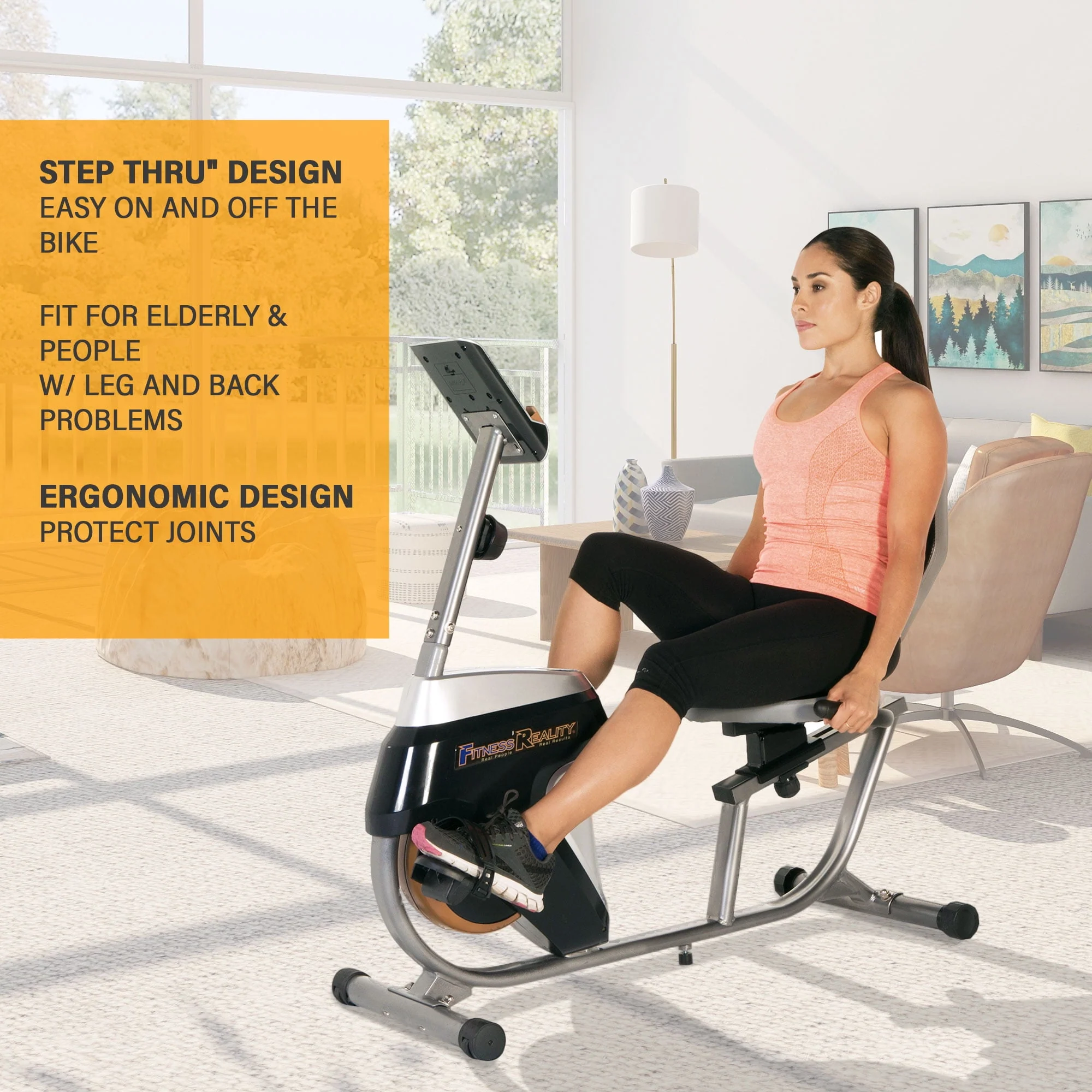 FITNESS REALITY R4000 Magnetic Tension Recumbent Bike with Workout Goal Setting Computer