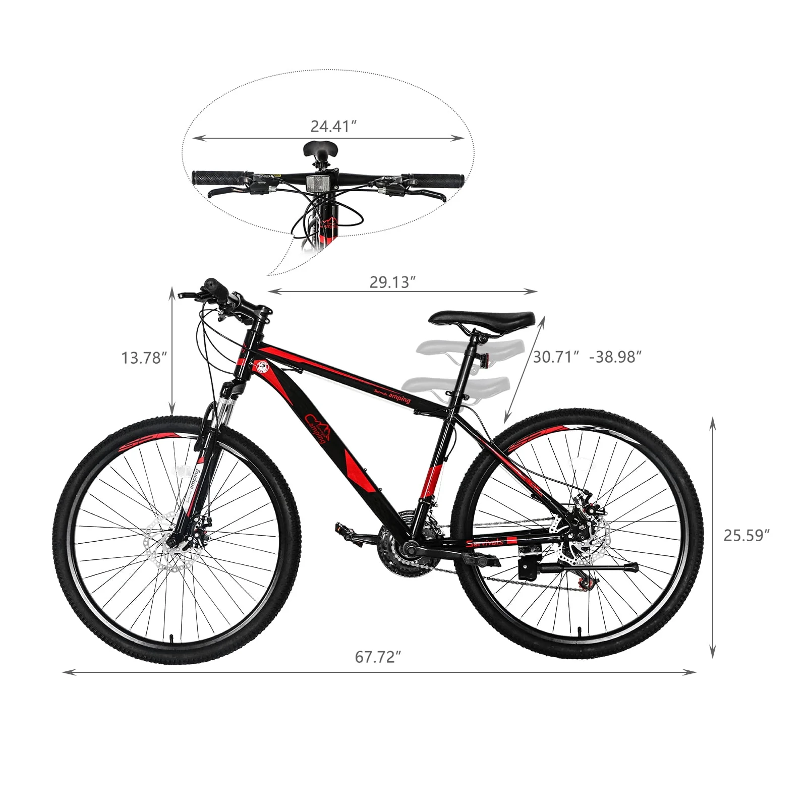 26 inch Mountain Bike, 21 Speeds, Aluminum Alloy Frame with Disc-Brake for Unisex Mens Womens MTB Bicycle