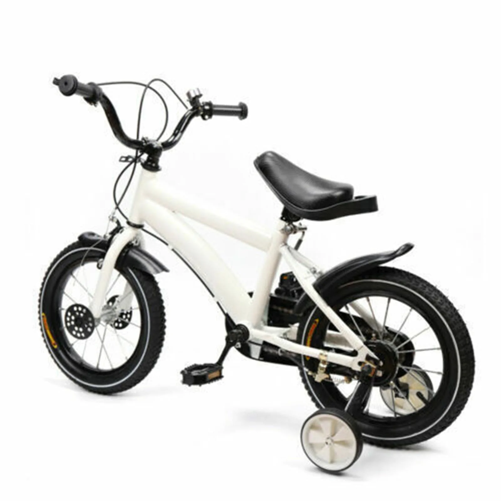 YIYIBYUS 14 Inch Kids Bike Boy Girl Safe Bicycle with Training Wheels and Adjustable Seat, White