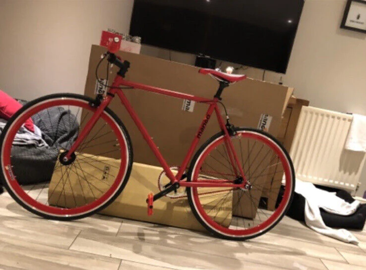 Mango Fixie Single Speed Bike. 22" Frame All Red Very Good Condition