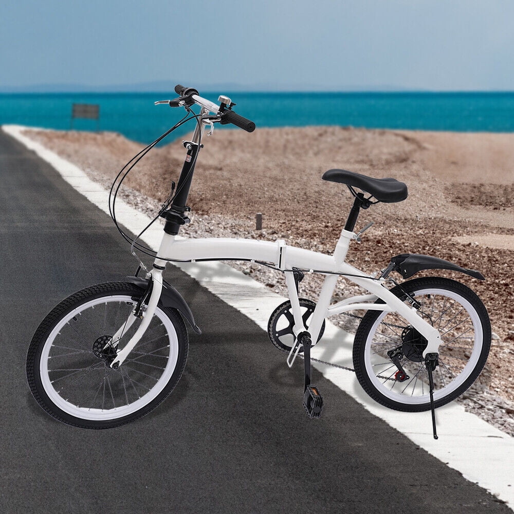 20-inch Adult Folding Bike Lightweight Bicycle 7 Speed Men Women Cycling White