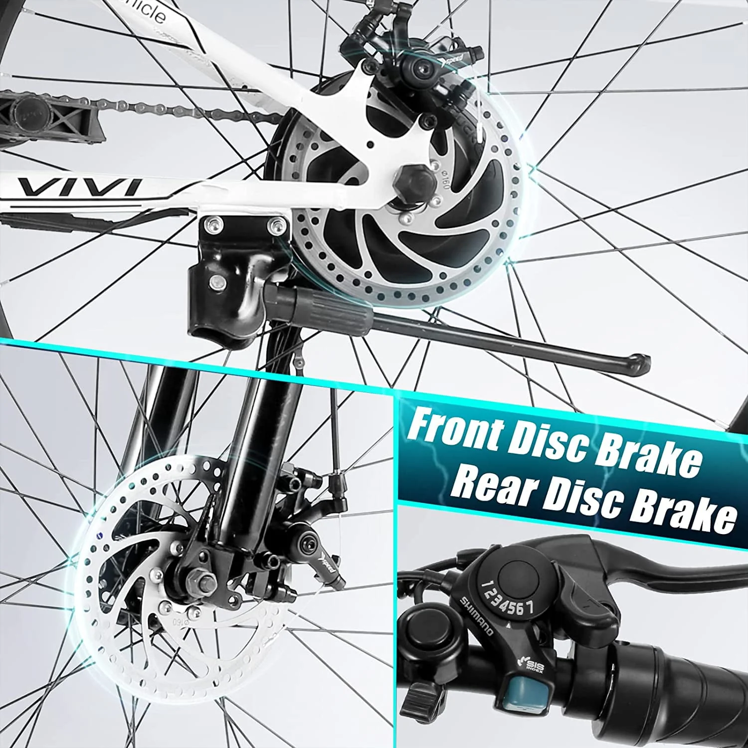 Vivi Electric Bike 26'' Folding Electric Mountain Bike 500W Full Suspension Electric Bike 21 Speed with Cruise Control, 48V Removable Battery, Up to 20MPH & 50 Miles