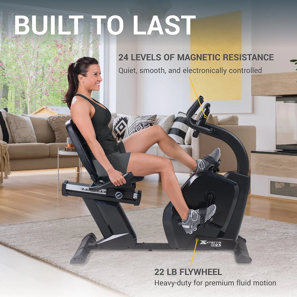 XTERRA SB2.5 Recumbent Exercise Bike with 24 Magnetic Resistance Levels