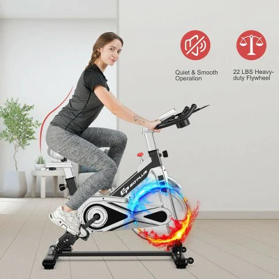 Costway Indoor Stationary Exercise Cycle Bike Bicycle Workout w/ Large Holder Red\Black