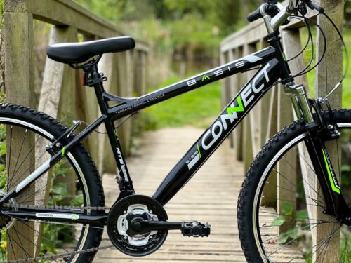 Basis Connect Mountain Bike 26" Wheel MTB Unisex 18 Speed Shimano Bicycle Black