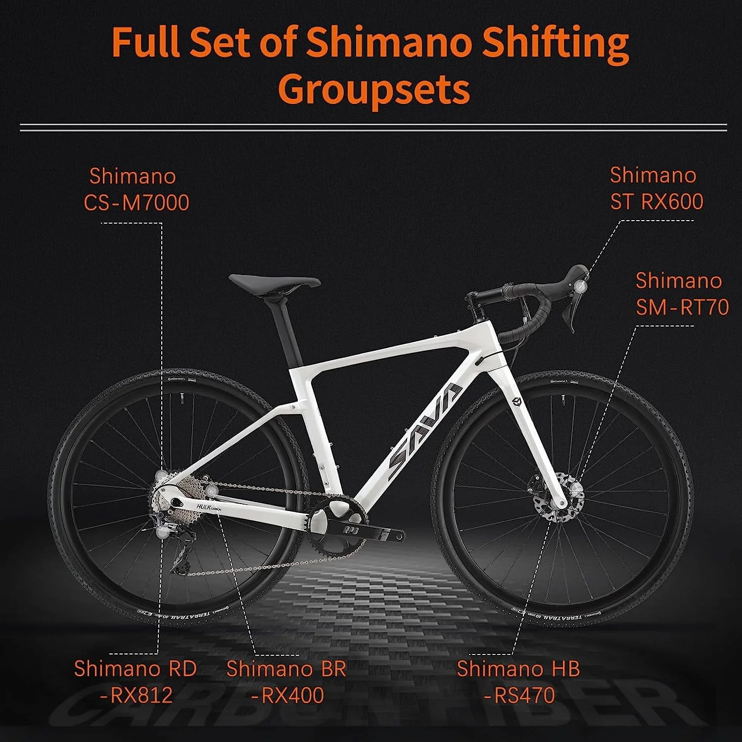 SAVADECK Carbon Gravel Road Bike,T800 Carbon Gravel Dis Brake Bicycle with Professional Adventure Shimano GRX600 11 Speed Groupset and Extra Wide Tires 700CX40C for Various Road.