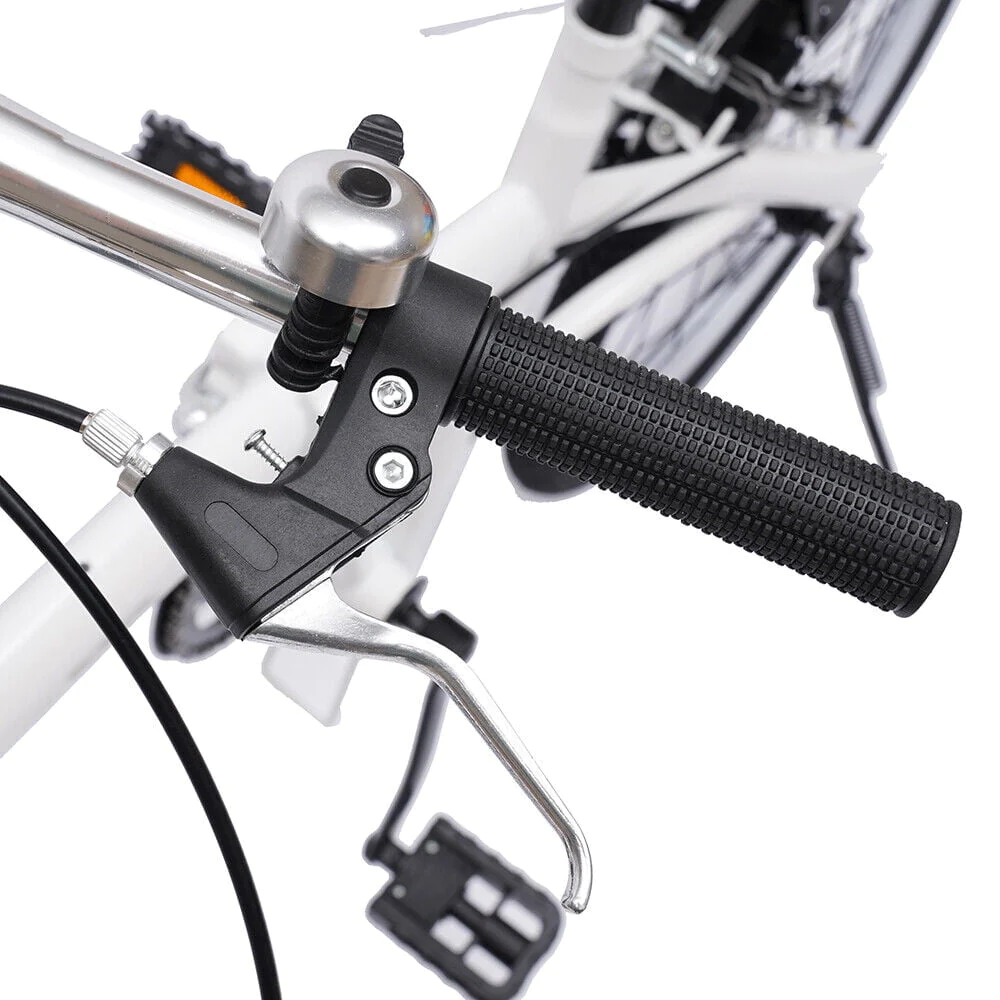 20-inch Adult Folding Bike Lightweight Bicycle 7 Speed Men Women Cycling White