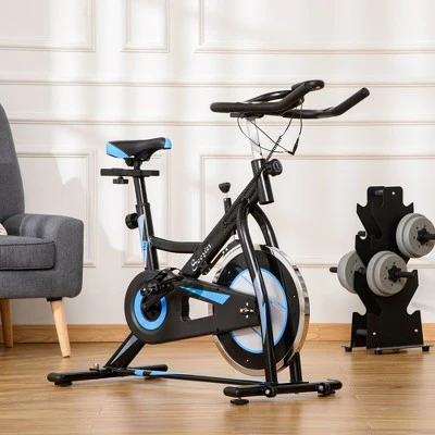 Soozier Stationary Indoor Cycling Exercise Bike, Adjustable Comfortable Seat w/ Cushion, Grip Handlebar, LCD, 220 lbs. Weight Limit