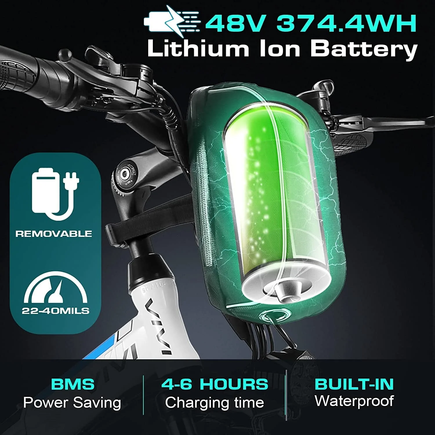 Vivi Electric Bike 26'' Folding Electric Mountain Bike 500W Full Suspension Electric Bike 21 Speed with Cruise Control, 48V Removable Battery, Up to 20MPH & 50 Miles