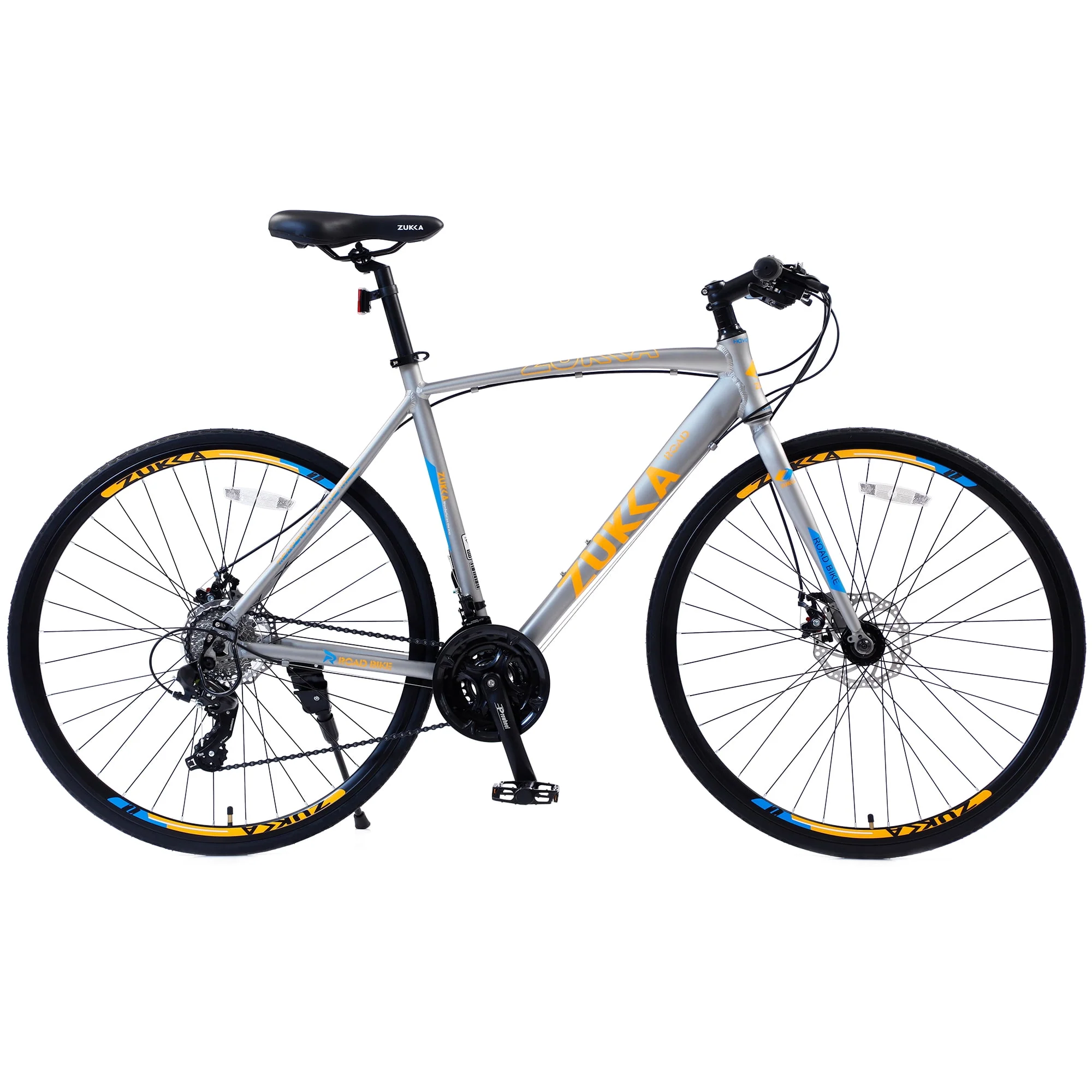 700C Men's Hybrid Bike Aluminum Shimano 24 Speed Road Bike with Disc Brake, Silver
