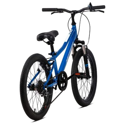 Petimini BP1002YH-2 Cyclone 20 Inch Kids Mountain Bike with Step Over High-TEN Steel Frame and 6 Speed Drivetrain for 5-9 Year Olds, Blue
