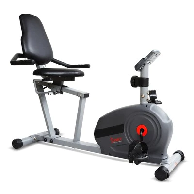 Sunny Health & Fitness Magnetic Smart Recumbent Battery Exercise Bike - Black