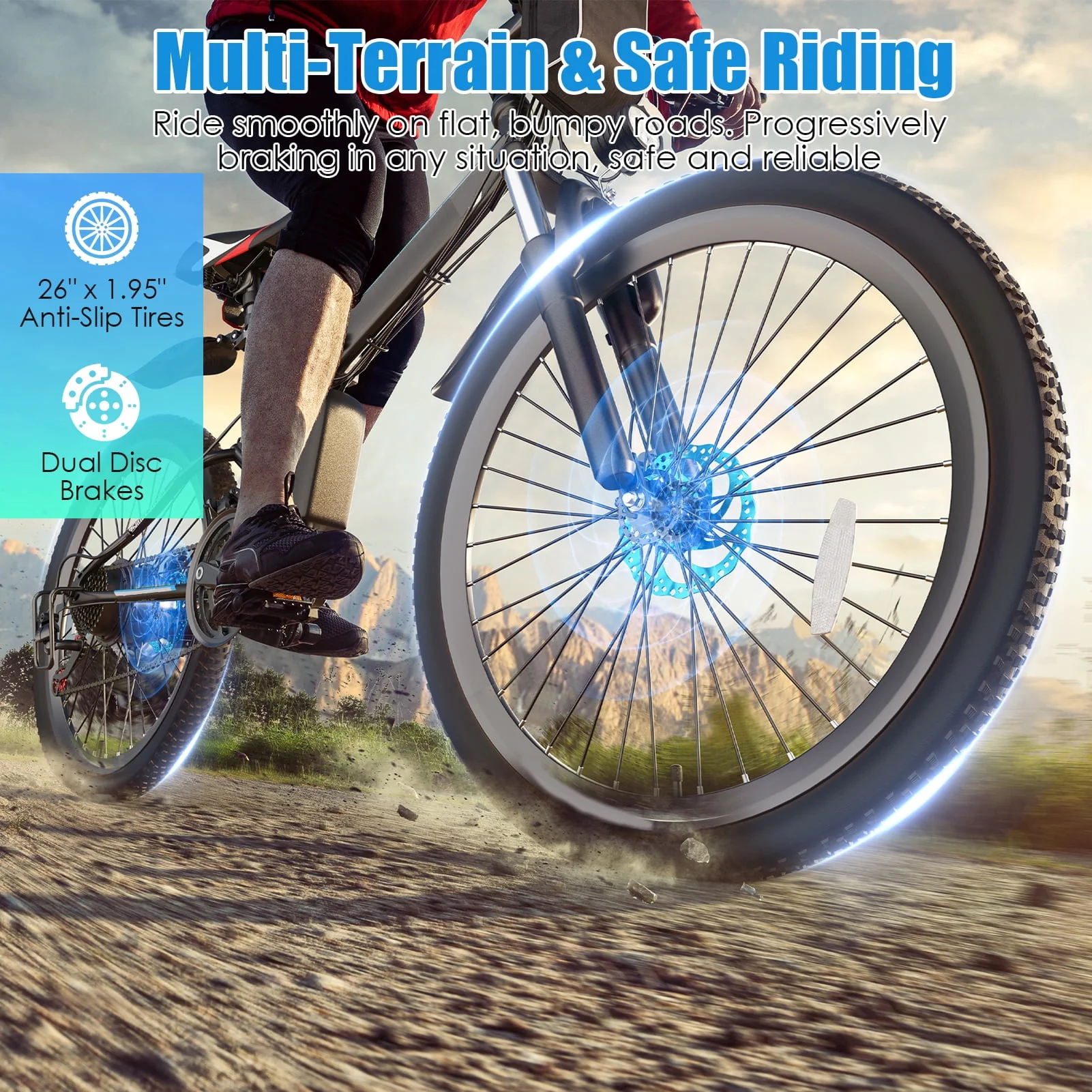 Elifine 26 In. Folding Electric Bike for Adults, 500W Electric Mountain Bike, 21 Speed, Full Suspension, 48V Foldable Ebike with Removable 7.8Ah Lithium-Ion Battery Electric Commuter Bicycle