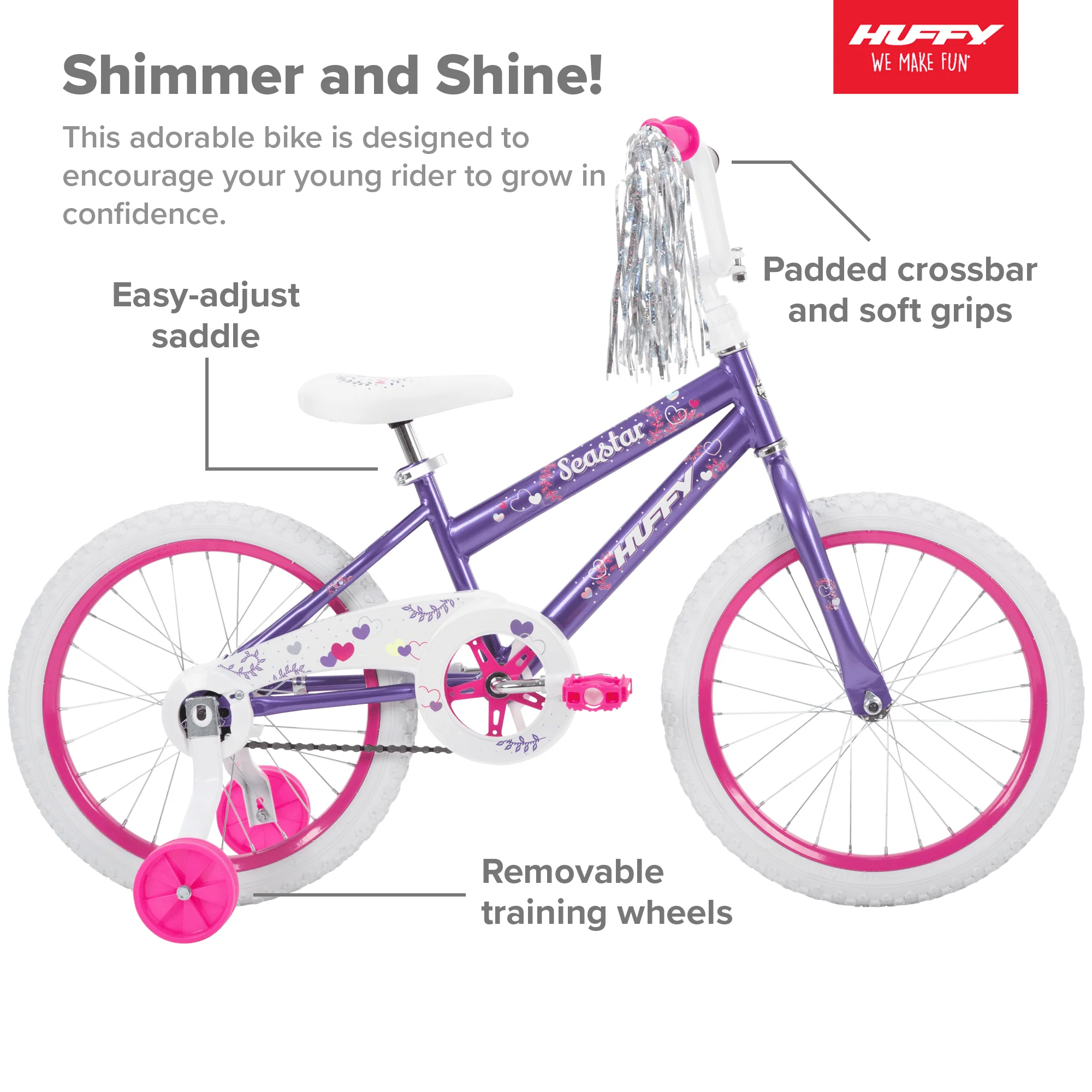 18 in. Sea Star Girl Bike, Metallic Purple