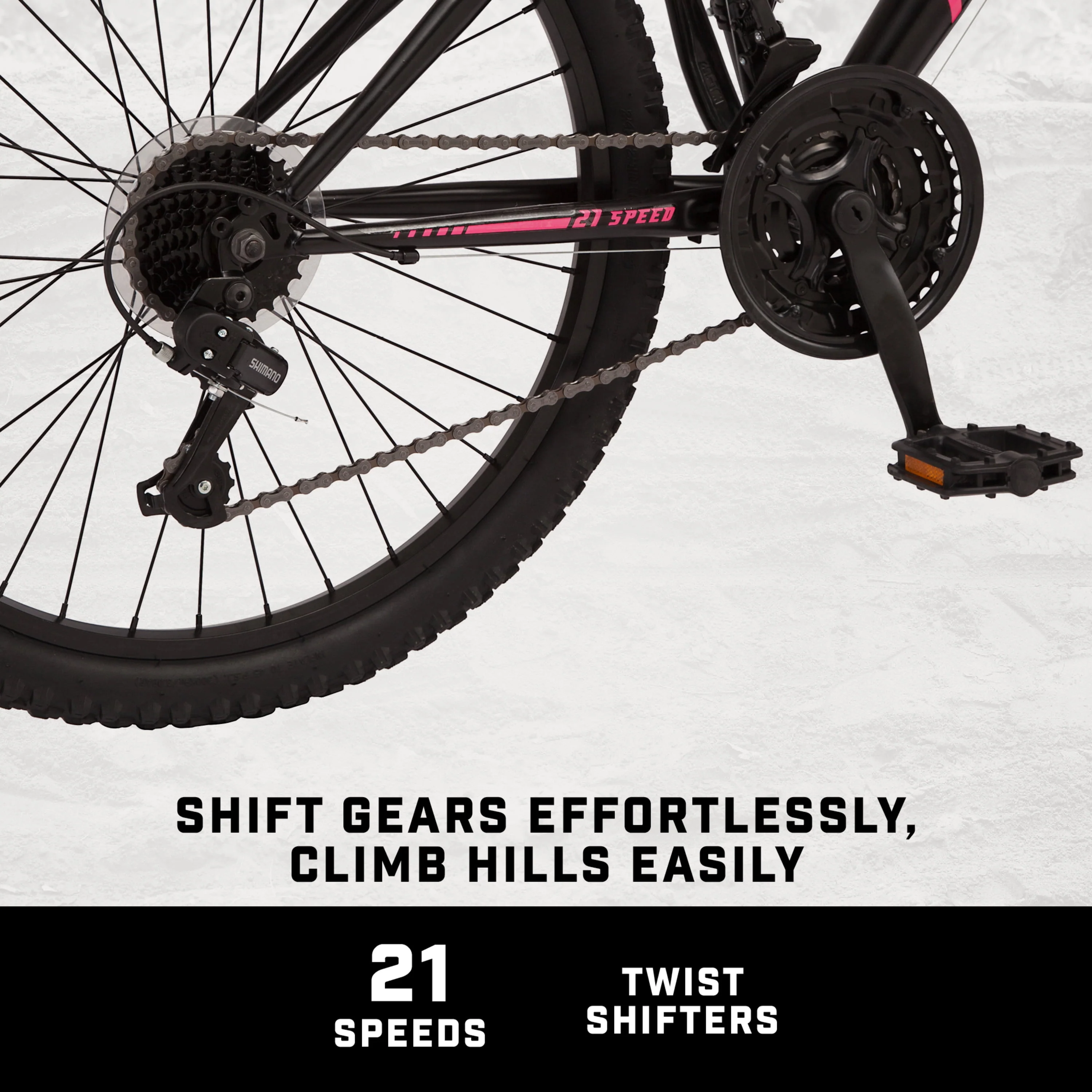 24-in. Excursion Unisex Mountain Bike, Black, 21 Speeds